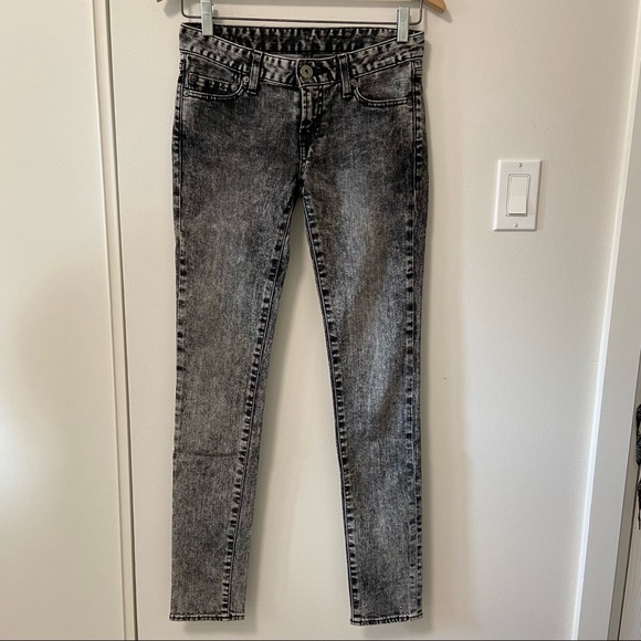 MOUSSY Vintage Black Acid Jeans - Size:26 - Picture 3 of 14